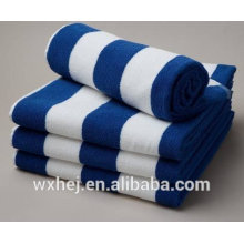 Wholesale Hôtel plage 100% coton éponge Serviette de bain blanc et bleu marine